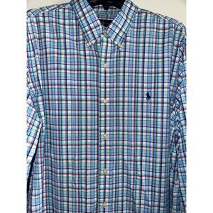 Ralph Lauren Mens Plaid Long Sleeve Classic Fit performance Button Down Shirt XL